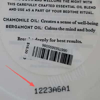 Example 1 showing a batch code location on a beauty product