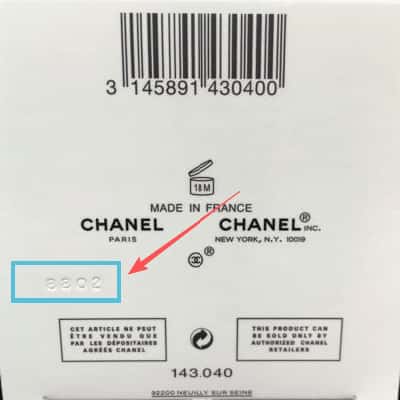 Example 2 showing a batch code location on packaging