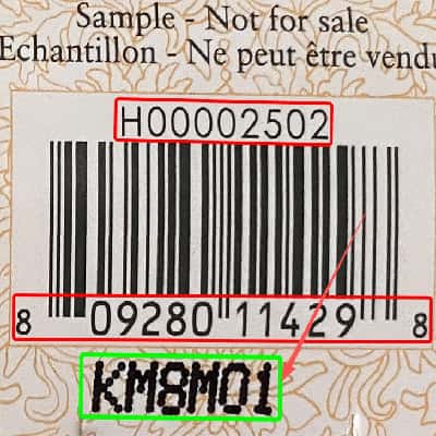 Example 4 showing a batch code on a cosmetic item